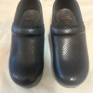 Dansko Black Leather Slip-On Loafers